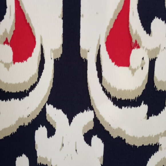 JM Collection Rhinestone Red White Navy Print 3/4 Sleeve Tunic Pullover - Picture 3 of 6